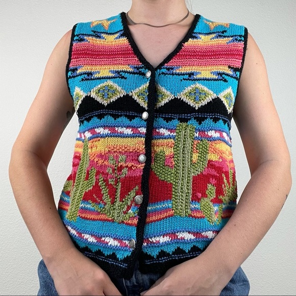 Vintage Susan Bristol cactus sweater vest - Picture 3 of 8